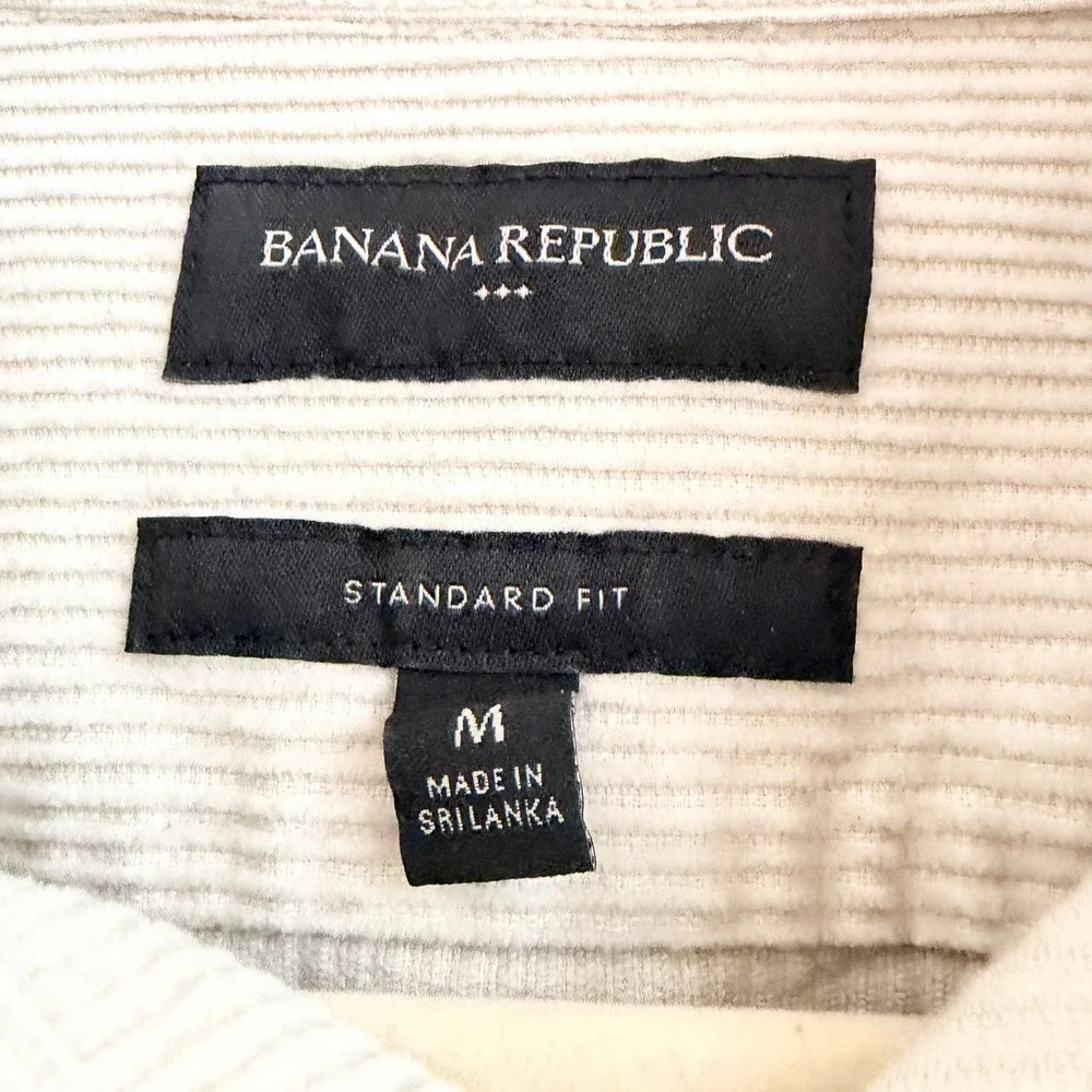 Banana Republic Mens Corduroy Shacket Shirt Beige Long Sleeve Cotton Med